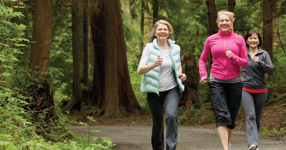 old woman power walking